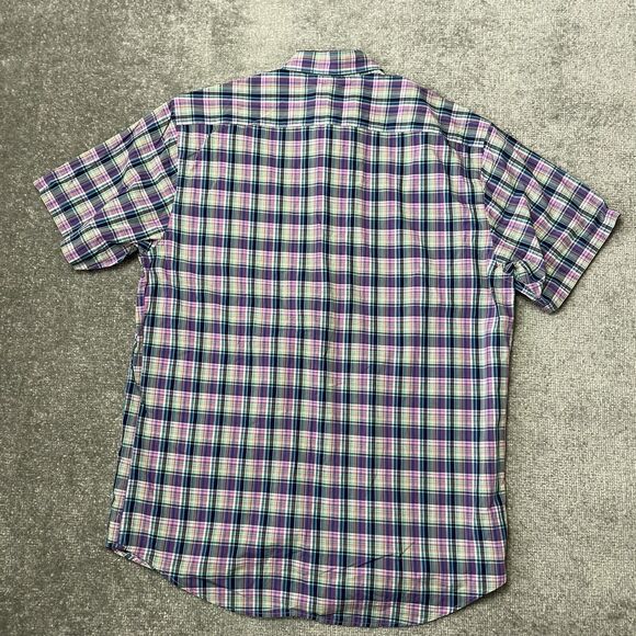 Neiman Marcus Shirt Mens Large Colorful Plaid Short Sleeve Button Up Preppy - Picture 6 of 6